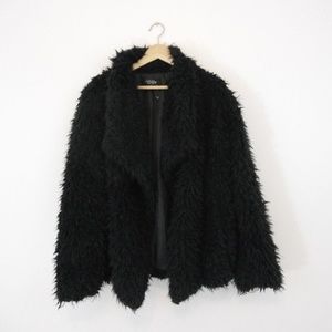 CoffeeShop Faux Fur Open Jacket Black Size XL